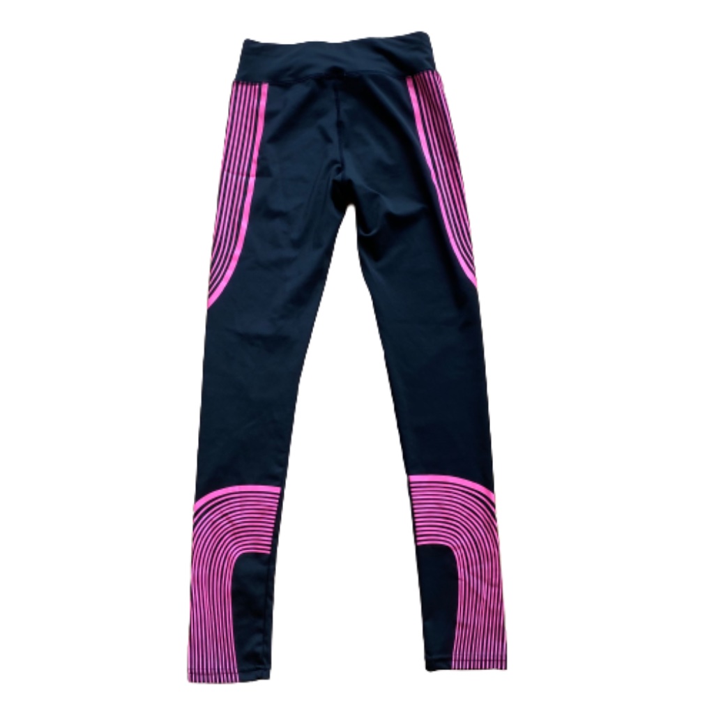 Fashion Nova Black Neon Pink Striped Leggings